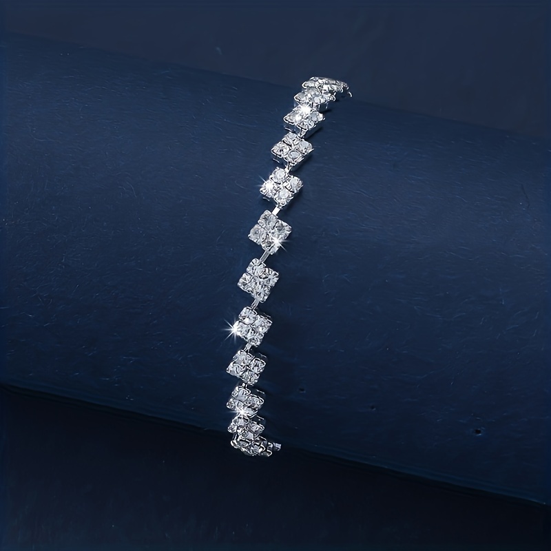 Water Drill Square Claw Chain Women's Bracelet